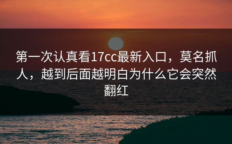 第一次认真看17cc最新入口，莫名抓人，越到后面越明白为什么它会突然翻红