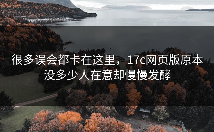 很多误会都卡在这里，17c网页版原本没多少人在意却慢慢发酵